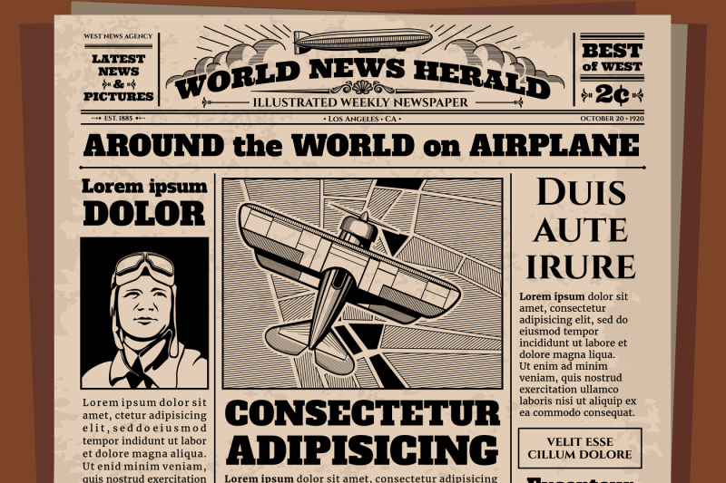 800x533 Old Newspaper, Vintage Newsprint Vector Template