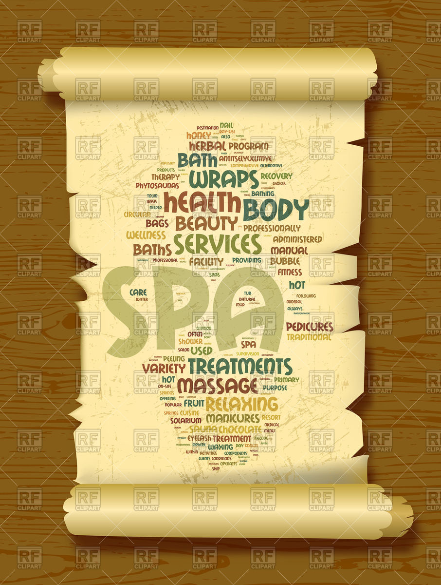906x1200 Spa Word Cloud On Scroll Of Old Paper Vector Image Of Healthcare