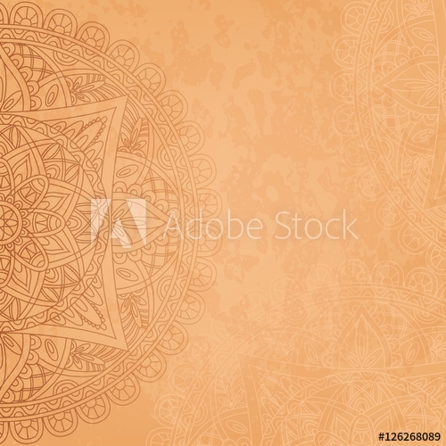 500x500 Square Background With Oriental Round Pattern And Texture Of Old