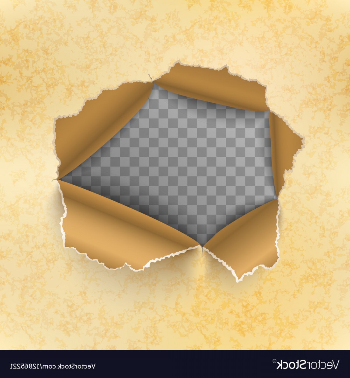 1200x1296 Torn Hole In Yellow Sheet Of Old Paper Vector Catchsplace