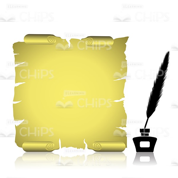 600x600 Old Parchment With Feather In Ink Tank Vector Image