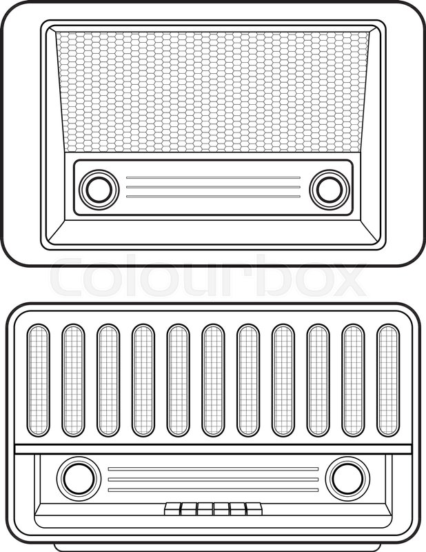618x800 Old Radio Vintage Line Isolated On Stock Vector Colourbox