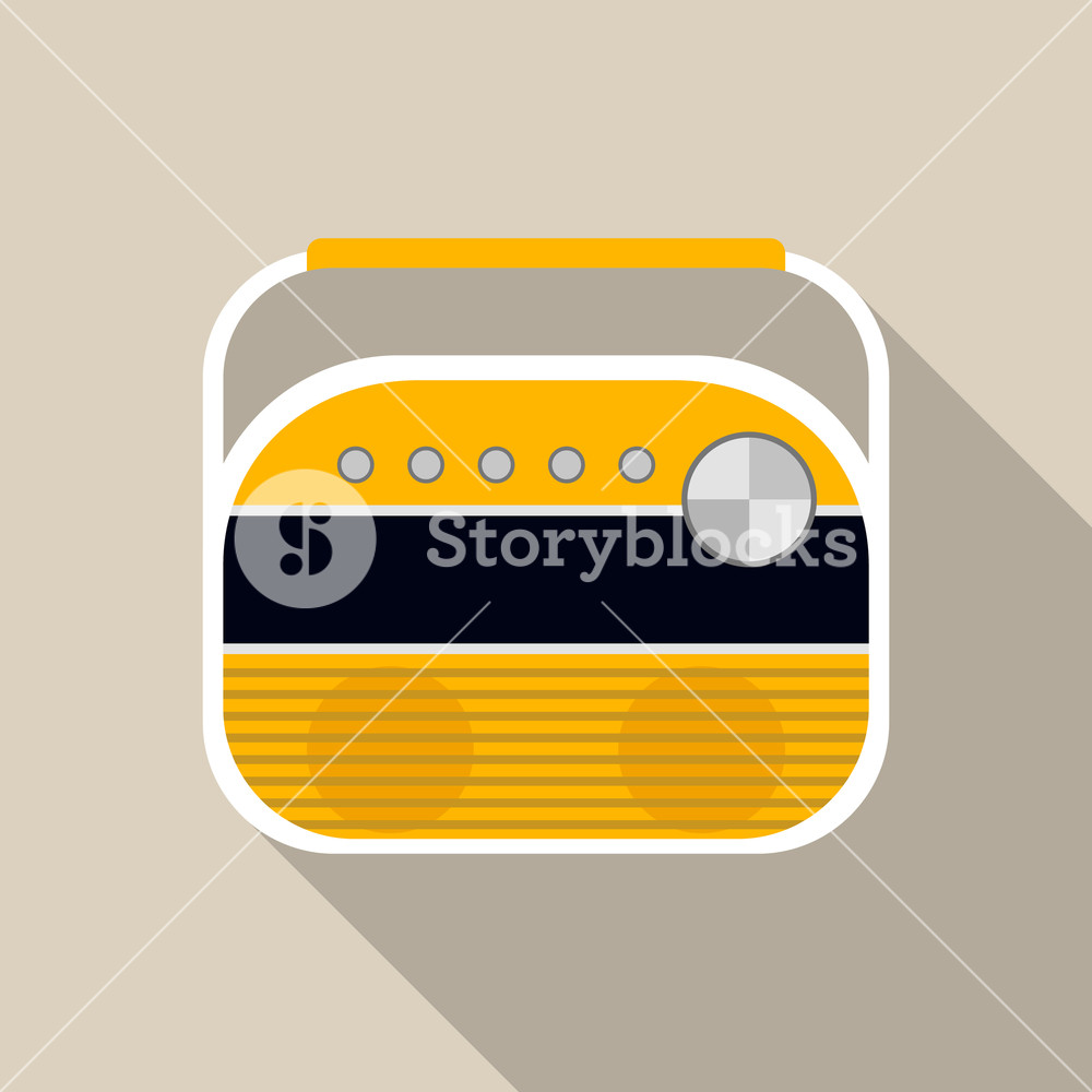1000x1000 Orange Old Radio Icon Flat Illustration Of Orange Old Radio