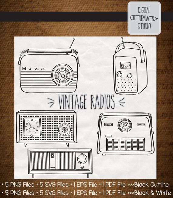 570x651 Vintage Radios Clip Art Bundle Hand Drawn Old Radio Vector