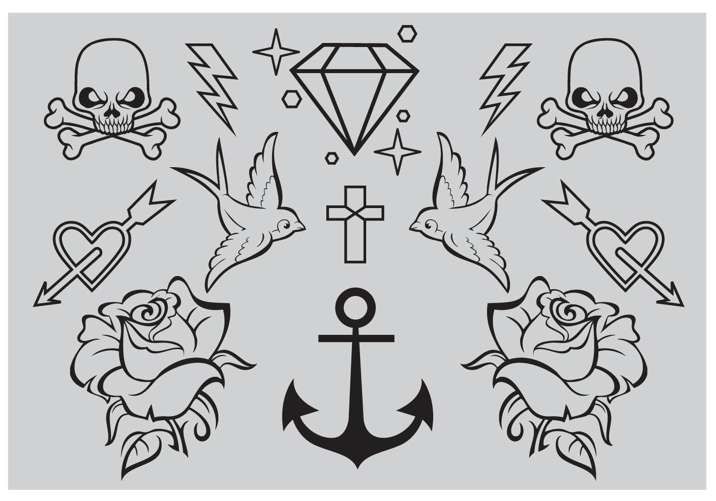 1400x980 Old School Tattoo Vectors