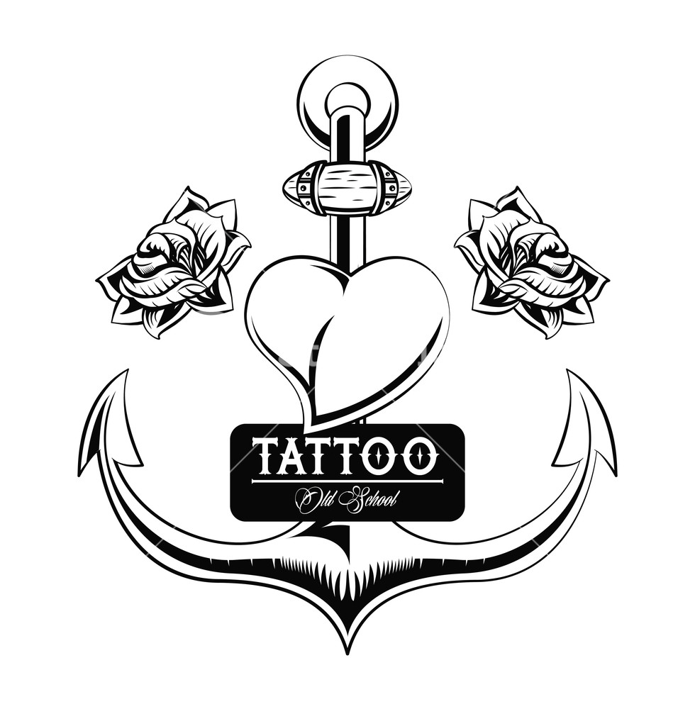 980x1000 Old School Tattoo Marine Anchor Drawing Design Vector Illustration