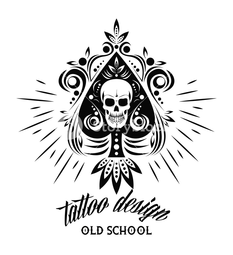 915x1000 Old School Tattoo Skull Drawing Design Vector Illustration Graphic