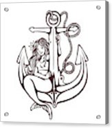163x186 Siren Mermaid Pin Up Girl On Anchor Old School Tattoo Vector