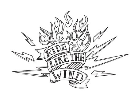 450x335 Vintage Old School Biker Tattoo, Vector Illustration Royalty Free