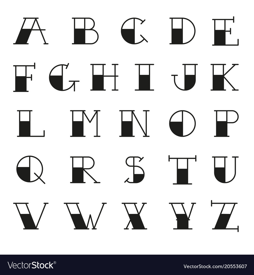 1000x1080 Old School Tattoo Alphabet Letters Tattoo Vector Image