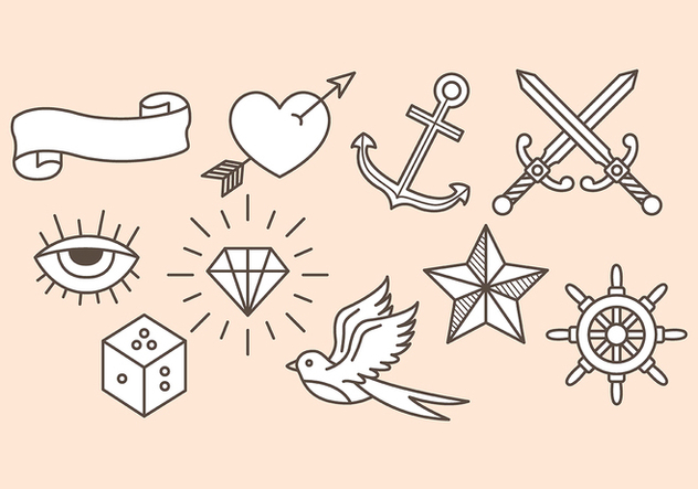 632x443 Old School Tattoo Icons Free Vector Download Cannypic