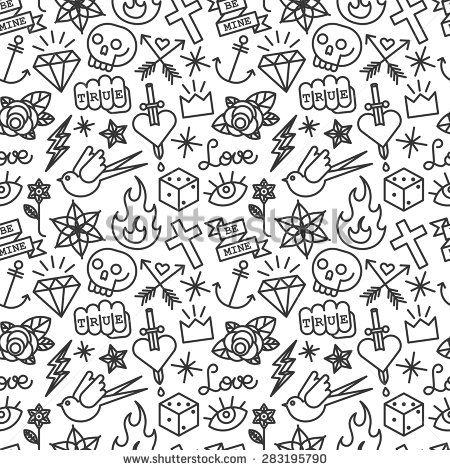 450x470 Old School Tattoo Seamless Pattern Vector Background Tattoo