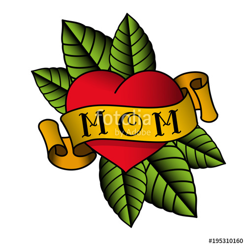 500x500 Old School Tattoo Red Heart With A Yellow Ribbon Around