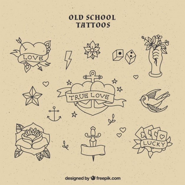 626x626 Old School Tattoos Collection Vector Free Download