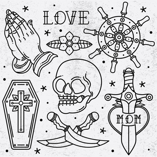 626x626 Set Flash Tattoo Old School Vector Premium Download