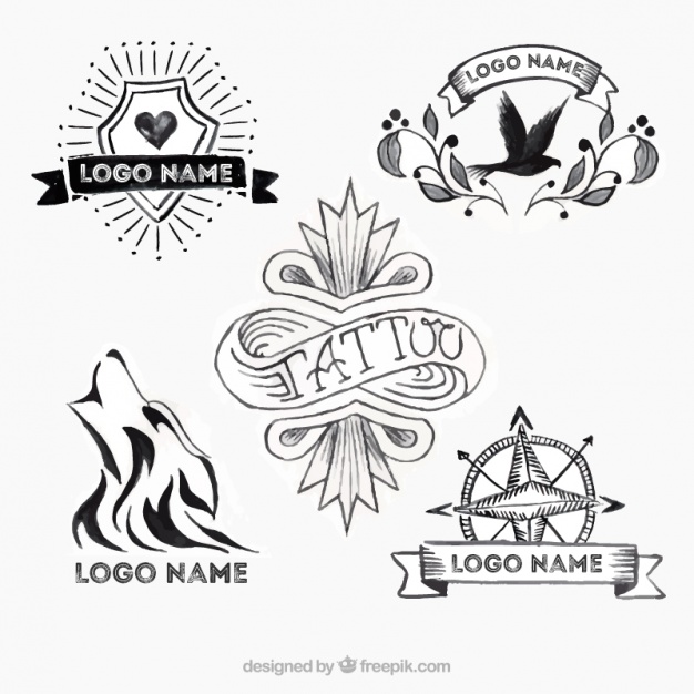 626x626 Tattoo Logos Selection, Old School Vector Free Download