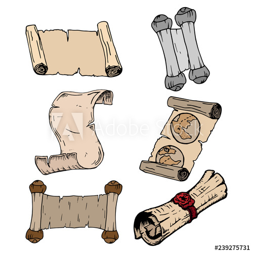 Set Of Scrolls Vector Illustration Old Scroll With A Painted Map 500x500 Set Of Scrolls Vector Illustration Old Scroll With A Painted Map