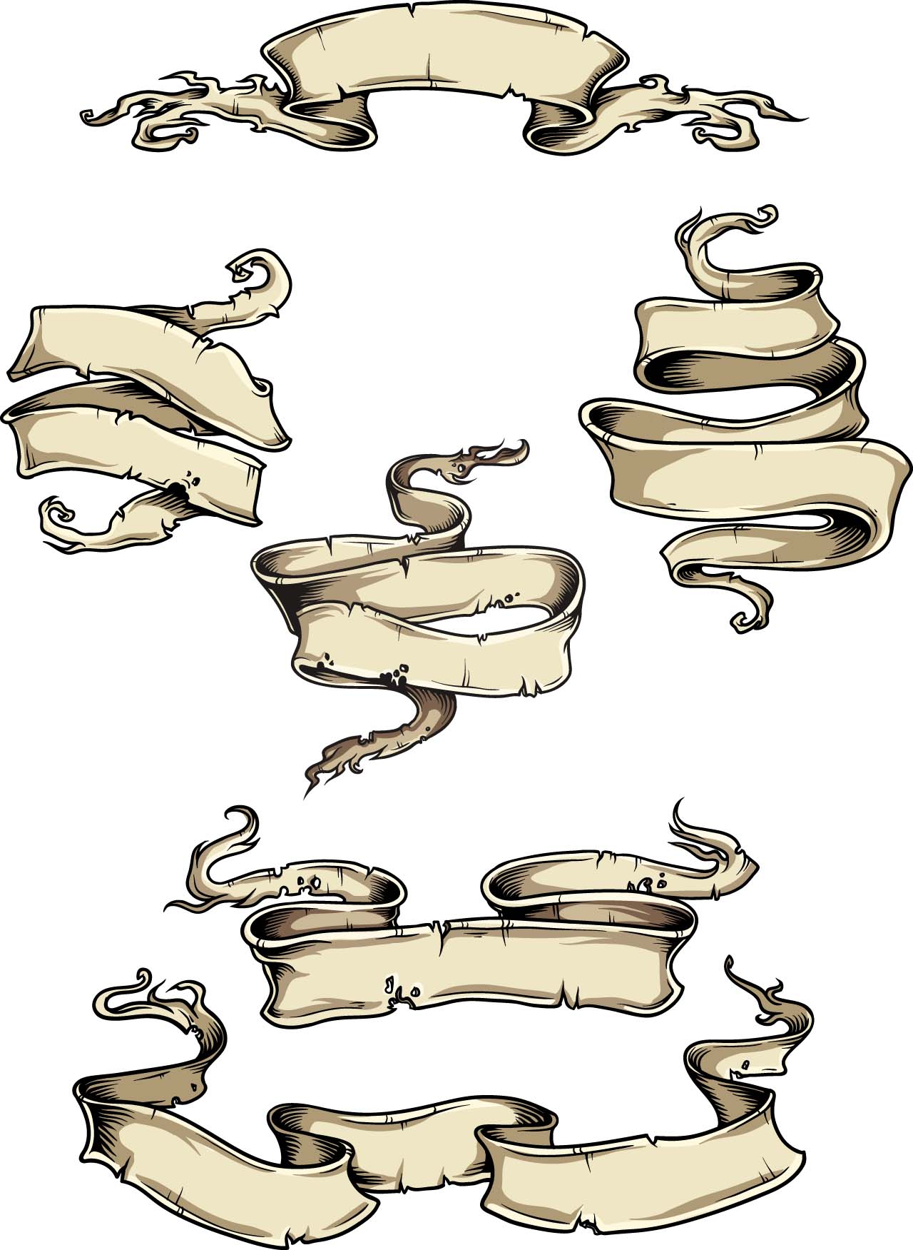 Vintage Paper Scroll Set Vector Free Download 1280x1751 Vintage Paper Scroll Set Vector Free Download