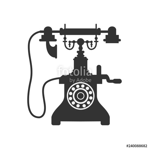 500x500 Black And White Silhouette Of An Old Vintage Telephone Vector