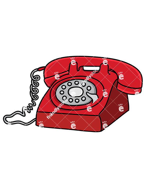 585x755 Vintage Red Telephone Cartoon Vector Clipart