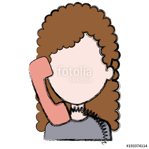 500x500 Woman Calling With Old Telephone Vector Illustration Design Stock