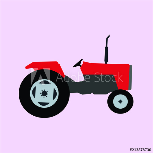 500x500 Old Red Farm Tractor Vector