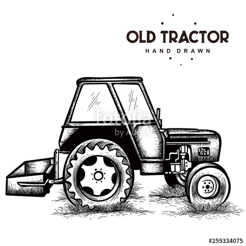 500x500 Old Tractor Hand Drawn Stock Image And Royalty Free Vector