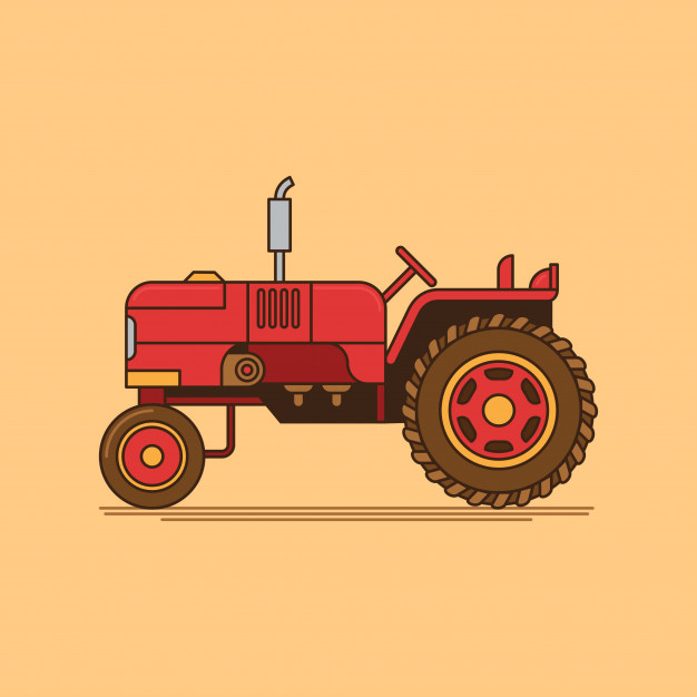 626x626 Old Farm Tractor Vector Line Illustration Vector Premium Download