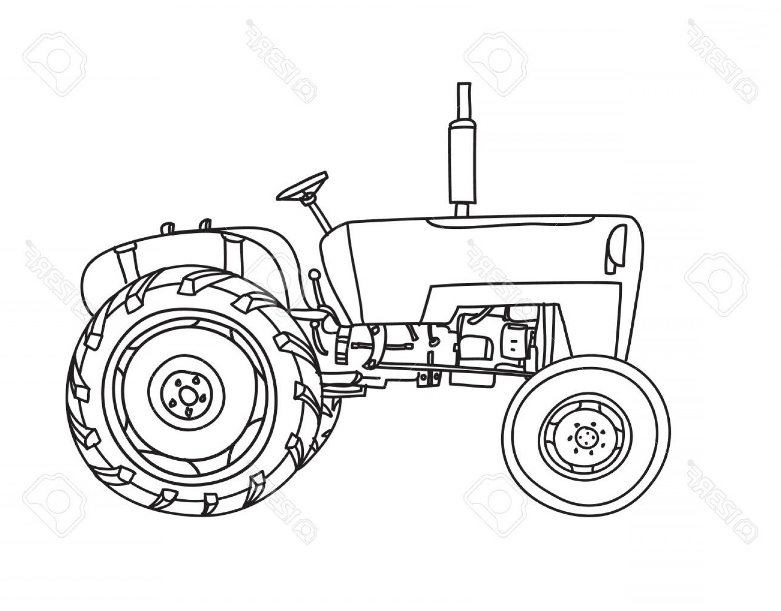 1560x1220 Photostock Vector Old Tractor Vintage Hand Drawn Cute Vector Line
