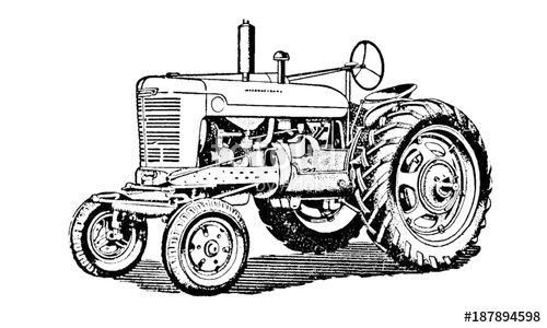 500x300 Vintage Retro Tractor Farming Machinery Illustration Stock Image