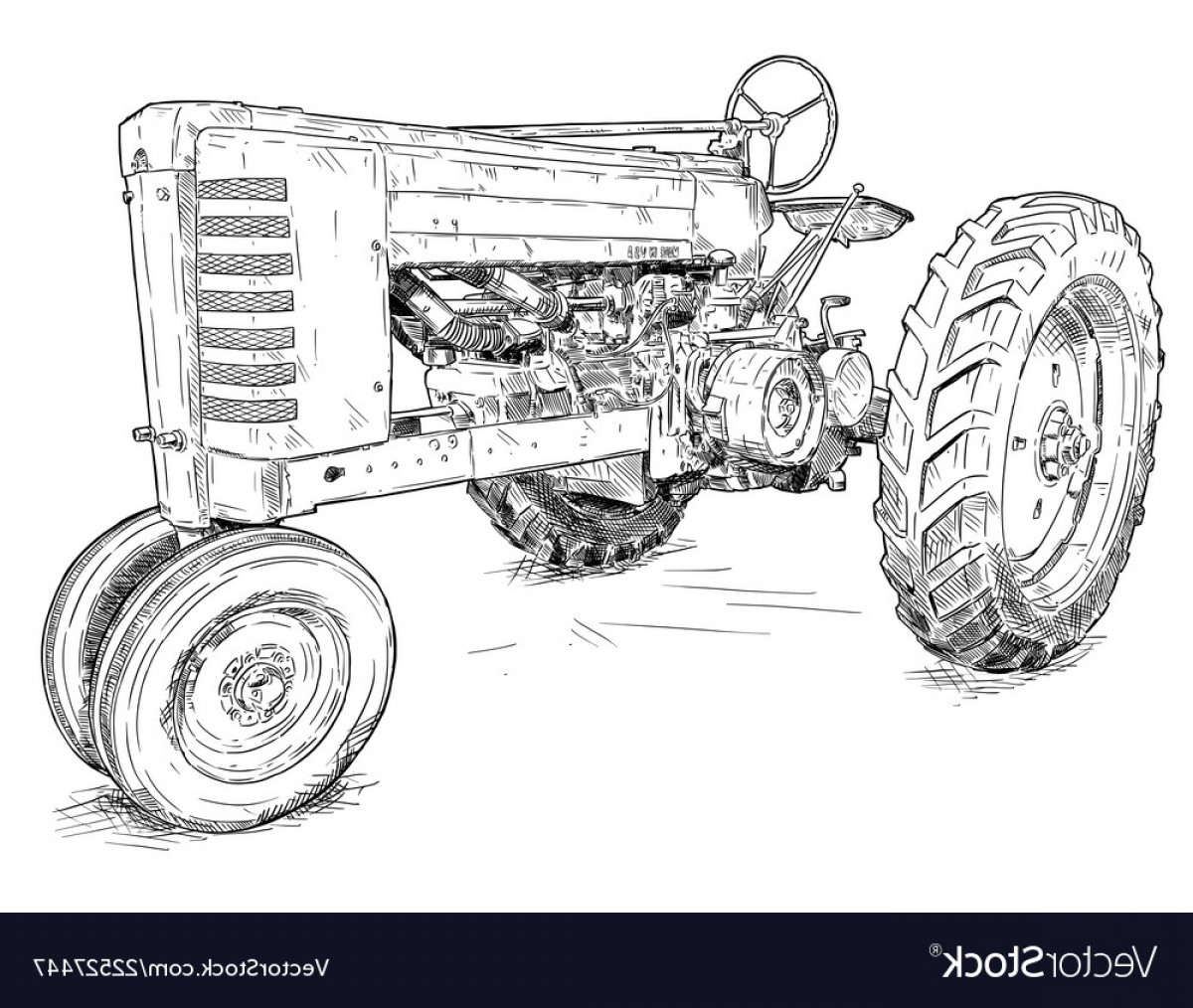 1200x1014 Artistic Drawing Of Old Tractor Vector Wallkeeper
