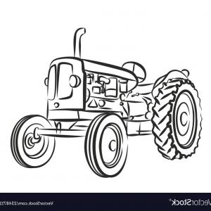 300x300 Black Old Tractor Silhouette On White Background Vector Studiogrfx