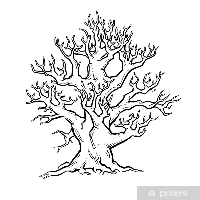 700x697 Big Old Tree Freehand Drawing Vector Poster