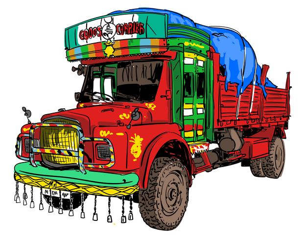 623x490 Indian Old Truck Vector