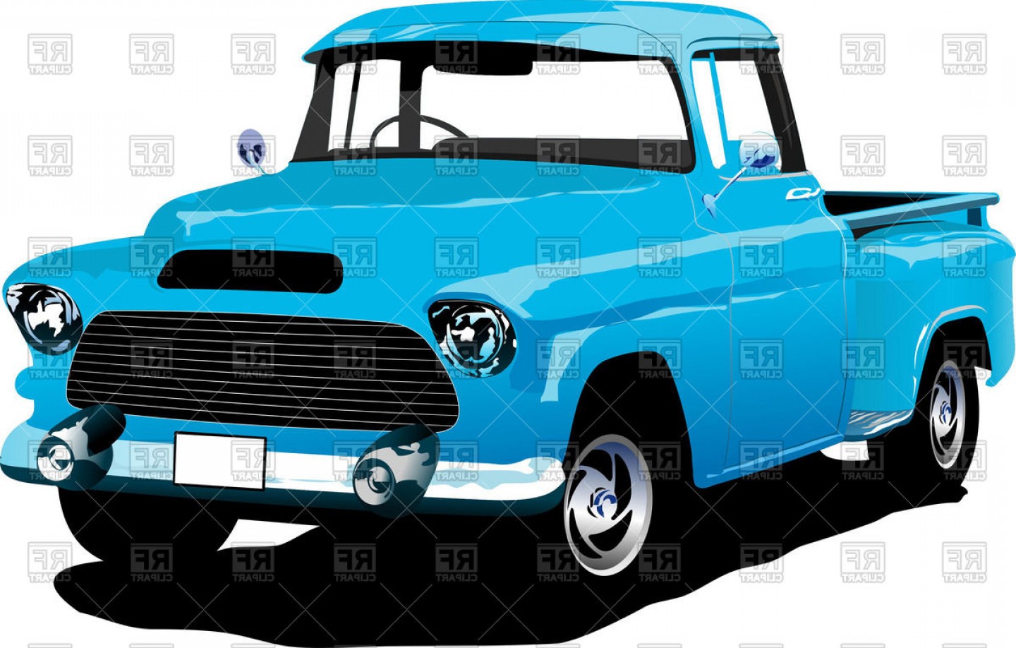 1440x918 Old American Blue Pick Up Truck Vector Clipart Hoodamathrun