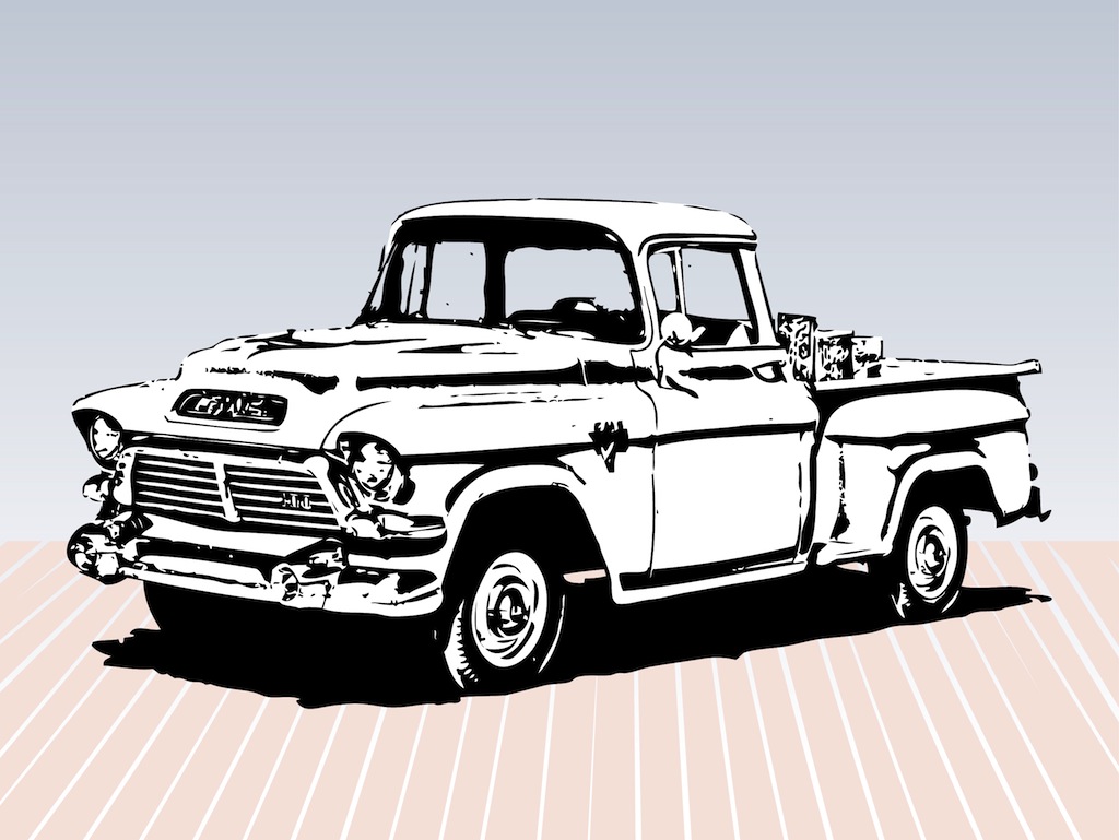 1024x769 Old Truck Sketch Vector Art Graphics