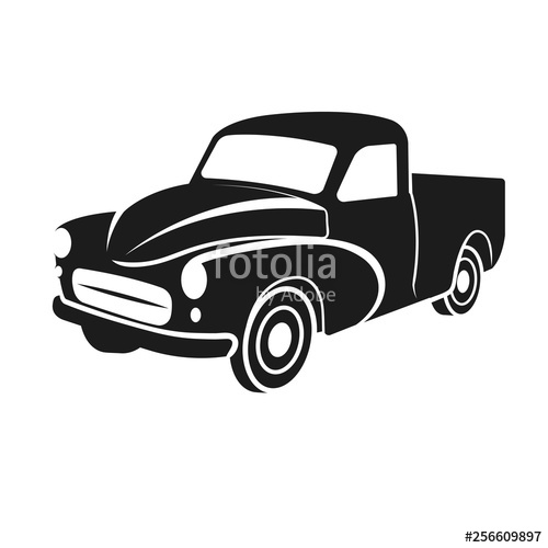 500x500 Old Retro Farmer Pickup Truck Vector Illustration Icon Stock