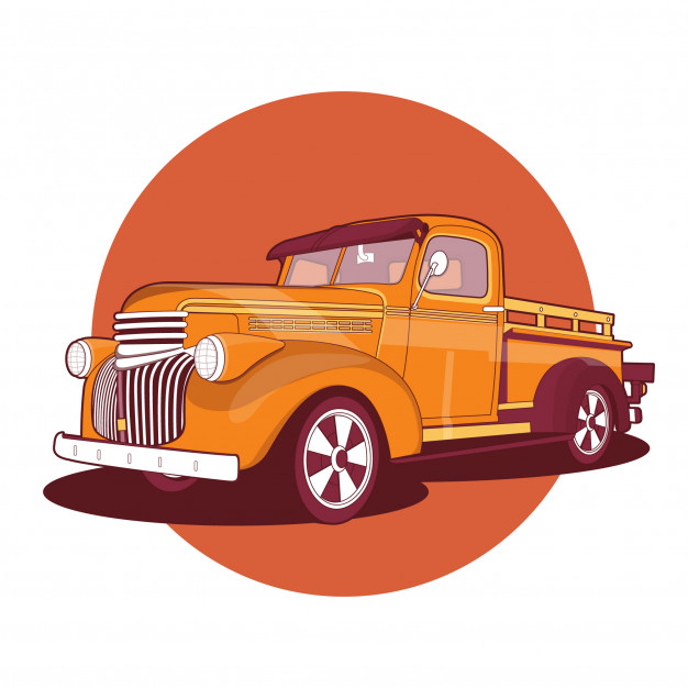 626x626 Old Retro Pickup Truck Vector Premium Download