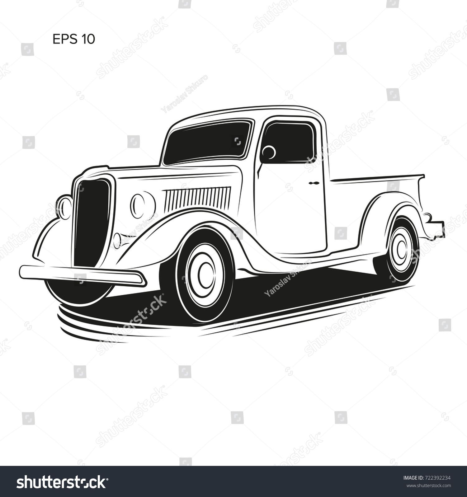 1500x1597 Old Retro Pickup Truck Vector Illustration Vintage Transport