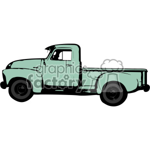 300x300 Green Old Vintage Pickup Truck Profile Vector Image Clipart