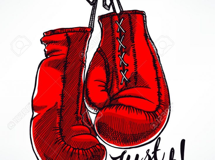 734x548 Hanging Boxing Gloves Drawing Old Vector Punching Cartoon Pink