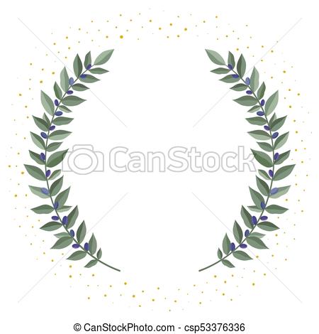 450x470 Black Olive Branches Wreath On A White Background With Golden Dust