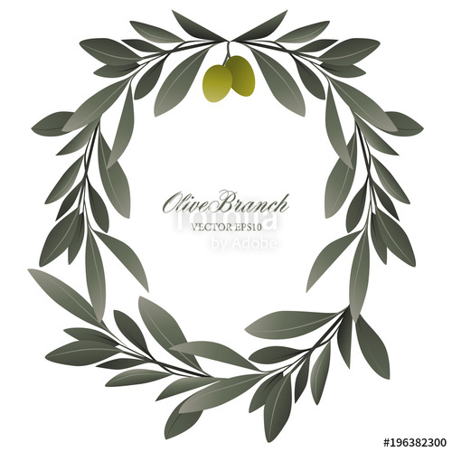 500x500 Olive Branch Wreath Isolated Vector Illustration Stock Image