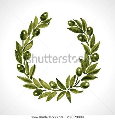 450x470 Hand Drawn Aquarelle Laurel Wreath And Olive Branch Leaves