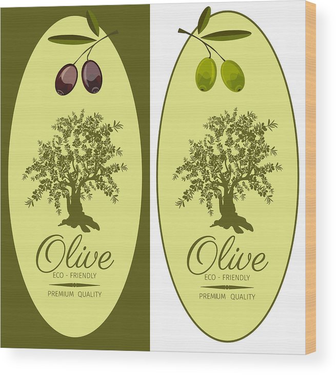 Olive Oil Vector Products Wood Print 655x731 Olive Oil Vector Products Wood Print