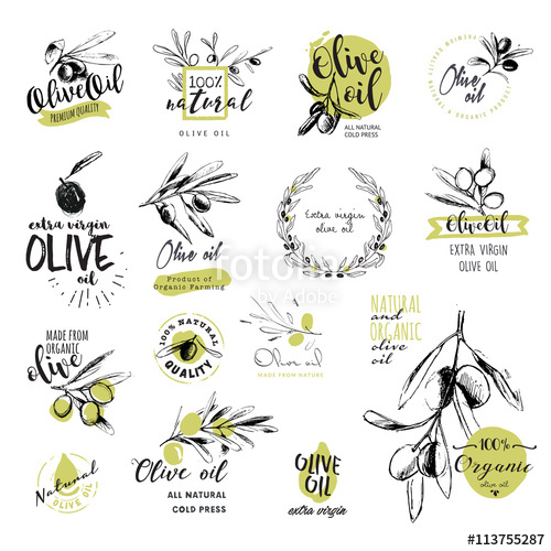 Set Of Hand Drawn Watercolor Stickers And Badges Of Olive Oil 500x500 Set Of Hand Drawn Watercolor Stickers And Badges Of Olive Oil