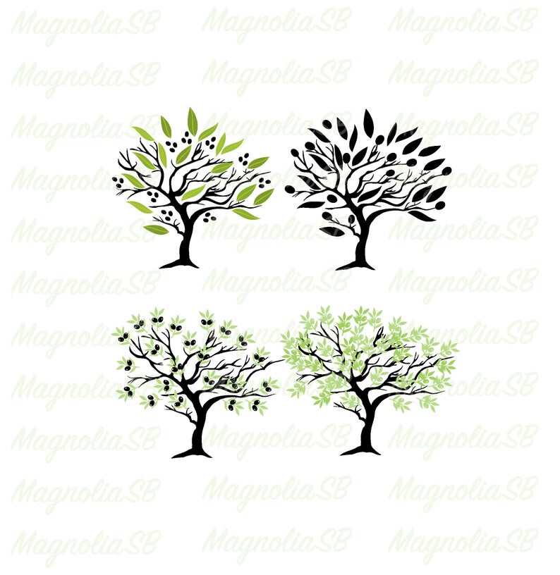 794x816 Olive Tree Set Digital Clip Art Olive Trees Printable Card Etsy