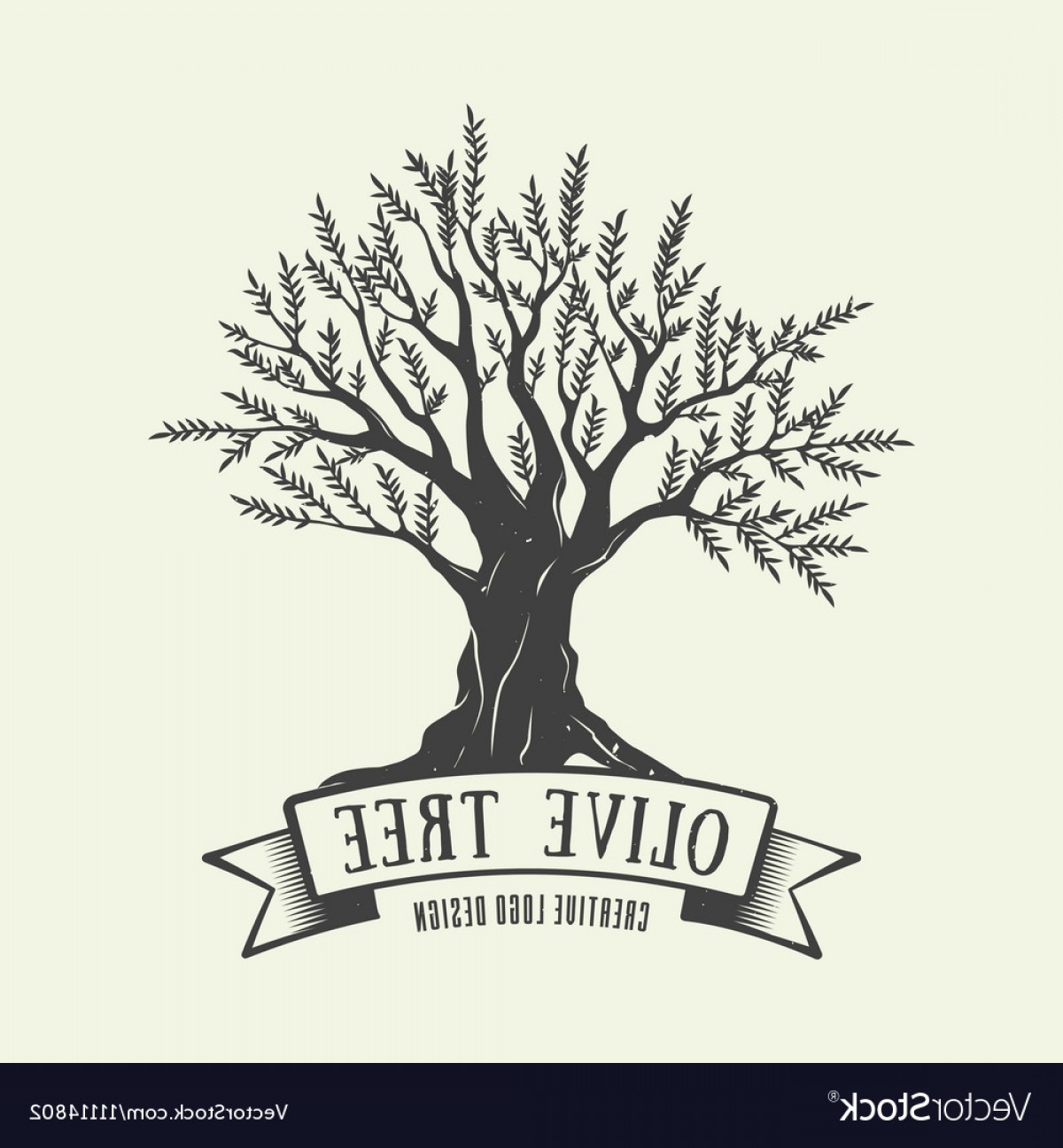 1200x1296 Hand Drawn Graphic Logo With Olive Tree Vector Catchsplace