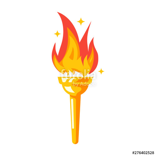 500x500 Torch Icon Fire Symbol Olympic Games Color Flaming Logo Vector