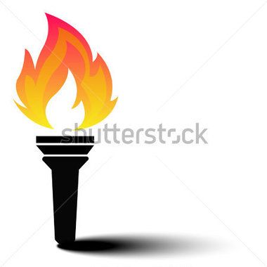 380x380 Olympic Torch With Flame On Ionic Column Vector Illustration Stock